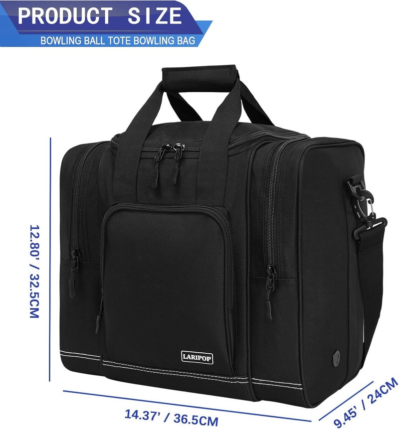 LARIPOP Bowling Ball Bag for Single Ball, 2022 Bowling Ball Tote Bowling bag with Padded Holder - Fits Shoes up to Mens Size 14 and Bowling Accessories - Image 2